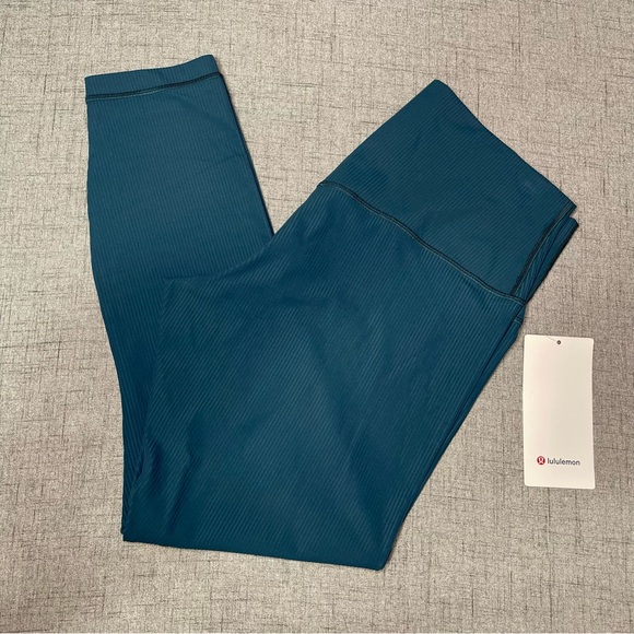 Lululemon Align High Rise Ribbed Pant Leggings Green Jasper Size 12 NWT - Picture 7 of 11